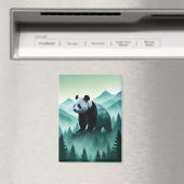 Panda Double Exposure Dierlijke Natuur Wilderness  Magneet (Insitu (Vaatwasser))