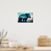 Panda Double Exposure Dierlijke Natuur Wilderness Poster (Keuken)