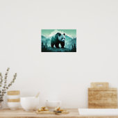 Panda Double Exposure Dierlijke Natuur Wilderness Poster (Keuken)