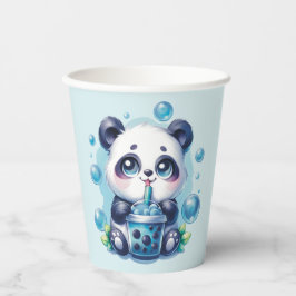 Panda Drink Blue Boba Bubble Tea Papieren Bekers