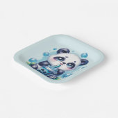 Panda Drink Blue Boba Bubble Tea Papieren Bordje (Gebogen)
