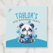 Panda Drink Blue Boba Bubble Tea Verjaardagsfeest Bedankjes Labels (Voorkant)