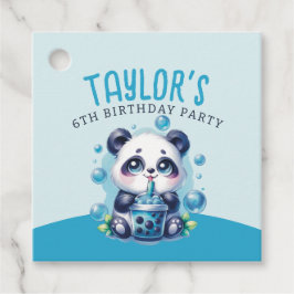 Panda Drink Blue Boba Bubble Tea Verjaardagsfeest Bedankjes Labels
