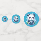 Panda Drink Blue Boba Bubble Tea Verjaardagsfeest Confetti (Achterkanten)