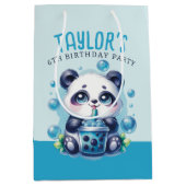 Panda Drink Blue Boba Bubble Tea Verjaardagsfeest Medium Cadeauzakje (Voorkant)