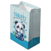 Panda Drink Blue Boba Bubble Tea Verjaardagsfeest Medium Cadeauzakje (Achterkant Gekanteld)