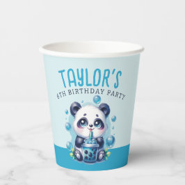 Panda Drink Blue Boba Bubble Tea Verjaardagsfeest Papieren Bekers