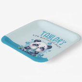 Panda Drink Blue Boba Bubble Tea Verjaardagsfeest Papieren Bordje (Gebogen)