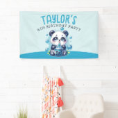 Panda Drink Blue Boba Bubble Tea Verjaardagsfeest Spandoek (Insitu)