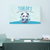 Panda Drink Blue Boba Bubble Tea Verjaardagsfeest Spandoek (Beurs)