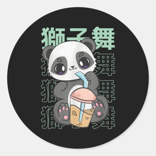 Panda Drink Boba parels voor bubbeltheemelk kaw Ronde Sticker (Voorkant)