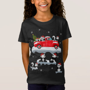 Panda Driving Kerstboom Rode Vrachtwagen Panda Chr T-shirt