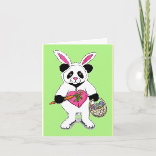Panda Easter Bunny Drawing Kaart (Voorkant)
