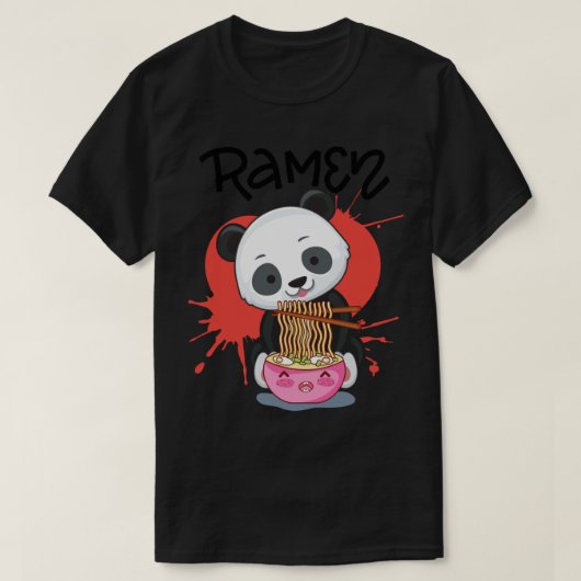 Panda Eat Ramen - Cute Animal Friendly Panda T-shirt (Design voorkant)