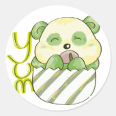 Panda Eating Bambo Ronde Sticker (Voorkant)