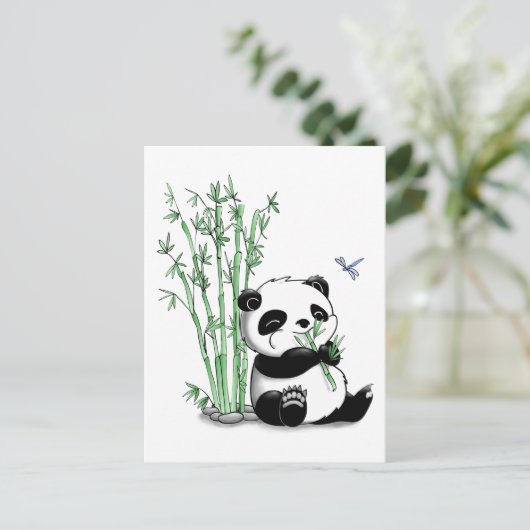 Panda Eating Bamboo Briefkaart (Staand voorkant)