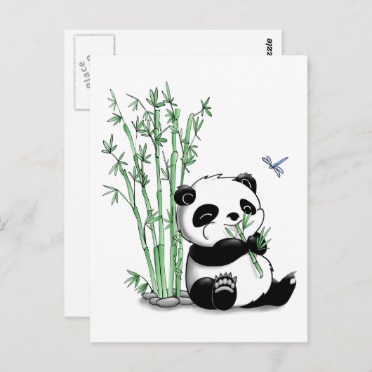 Panda Eating Bamboo Briefkaart (Voorkant / Achterkant)
