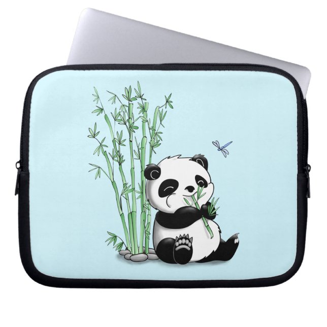 Panda Eating Bamboo Laptop Sleeve (Voorkant)