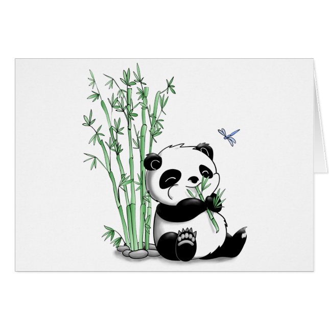 Panda Eating Bamboo (met aanpasbare achtergrond) (Voorkant Horizontaal)