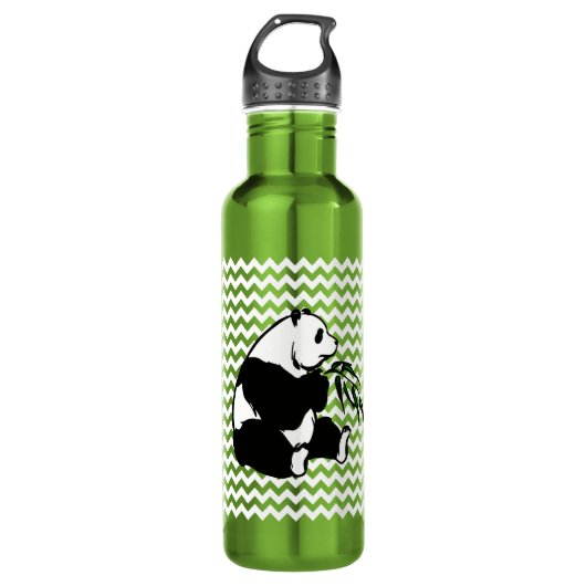 Panda Eating Bamboo on White Chevron Waterfles (Voorkant)
