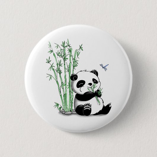 Panda Eating Bamboo Ronde Button 5,7 Cm (Voorkant)