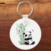 Panda Eating Bamboo Sleutelhanger (Voorkant)