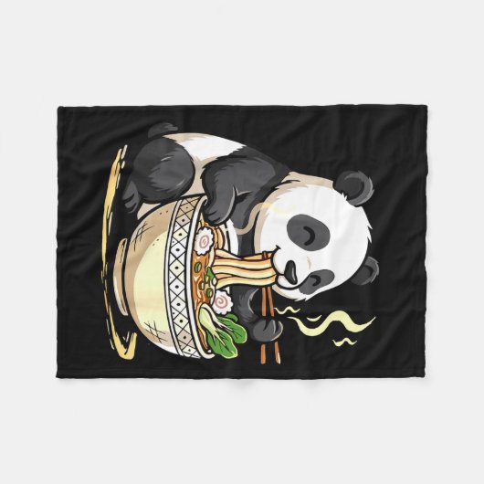 Panda Eating Funny Ramen Noodles  Fleece Deken (Voorkant (Horizontaal))