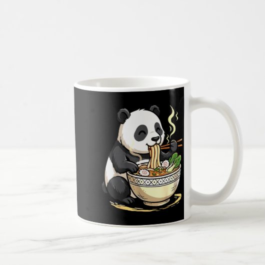 Panda Eating Funny Ramen Noodles  Koffiemok (Rechts)