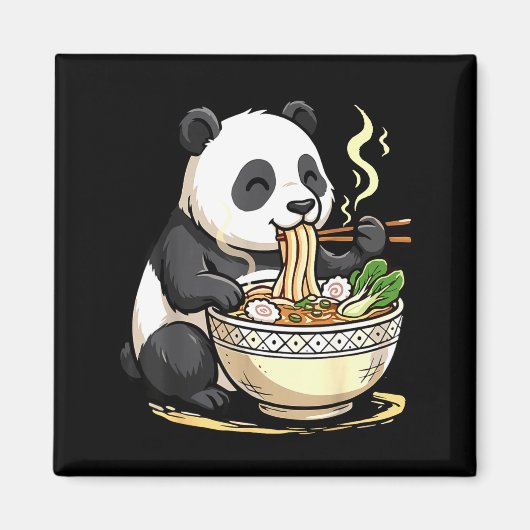 Panda Eating Funny Ramen Noodles Magneet (Voorkant)