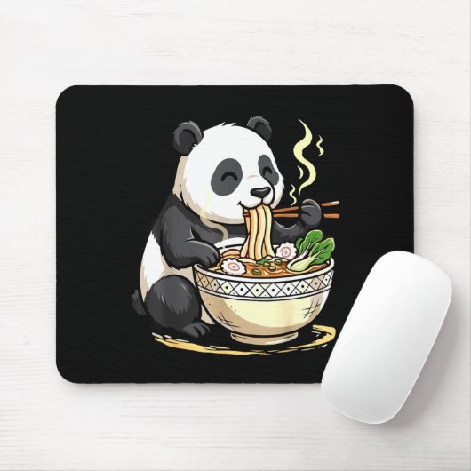Panda Eating Funny Ramen Noodles Muismat (Met muis)