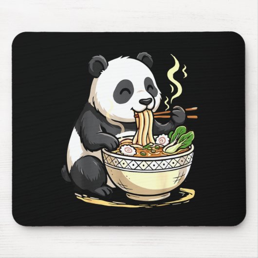 Panda Eating Funny Ramen Noodles Muismat (Voorkant)