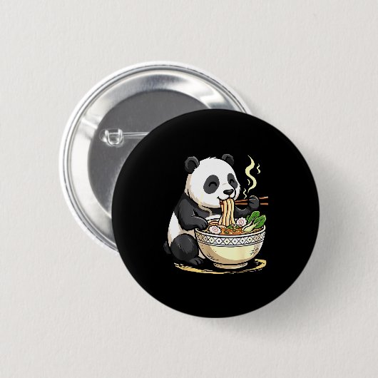 Panda Eating Funny Ramen Noodles Ronde Button 5,7 Cm (Voorkant /achterkant)