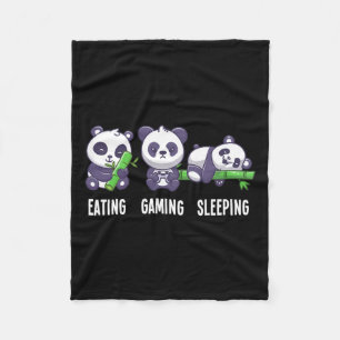 Panda Eating Gaming Slapen Voor Multiplayer Game Fleece Deken
