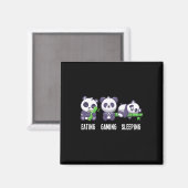 Panda Eating Gaming Slapen Voor Multiplayer Game Magneet (Voorkant / Achterkant)