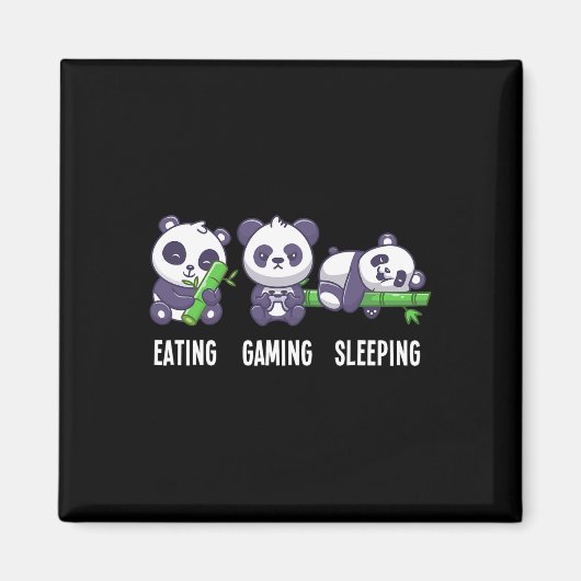 Panda Eating Gaming Slapen Voor Multiplayer Game Magneet (Voorkant)