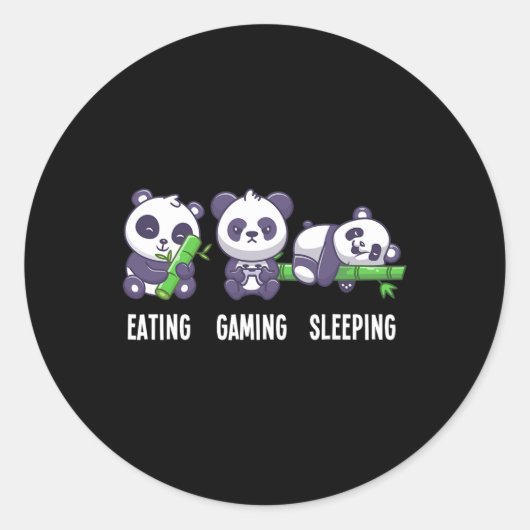 Panda Eating Gaming Slapen Voor Multiplayer Game Ronde Sticker (Voorkant)