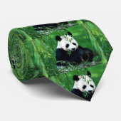 Panda Eating Groene bladeren Stropdassen (Opgerold)