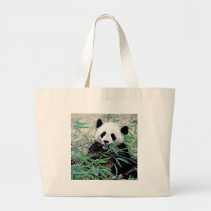 Panda Eating Leaves Grote Tote Bag