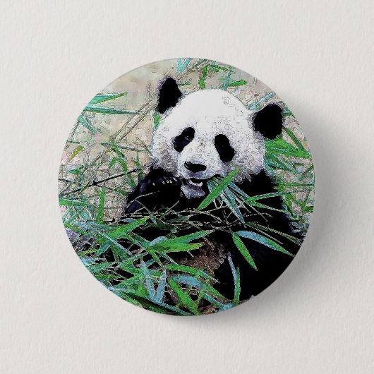 Panda Eating Leaves Ronde Button 5,7 Cm (Voorkant)