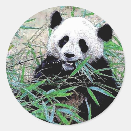 Panda Eating Leaves Ronde Sticker (Voorkant)