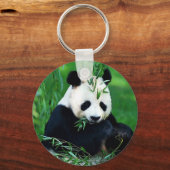 Panda Eating Leaves Sleutelhanger (Voorkant)