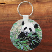 Panda Eating Leaves Sleutelhanger (Voorkant)