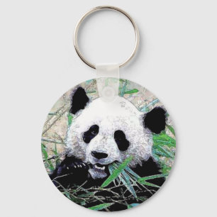 Panda Eating Leaves Sleutelhangers