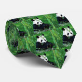 Panda Eating Leaves Stropdas (Opgerold)