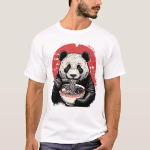 Panda Eating Ramen Japanse kunst T-shirt