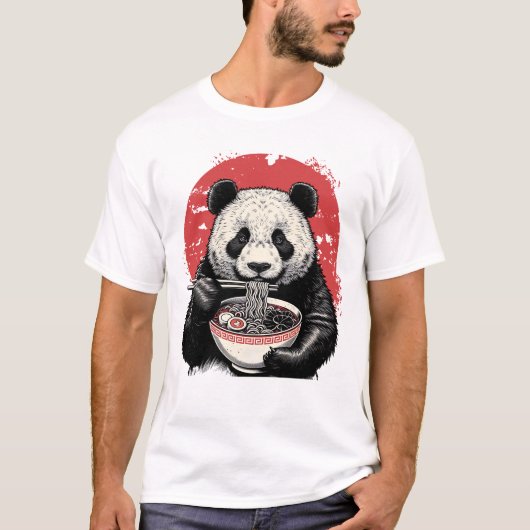 Panda Eating Ramen  Japanse kunst T-shirt (Voorkant)
