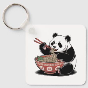 Panda Eating Ramen Japanse Retro Ukiyo-e Stijl Sleutelhanger