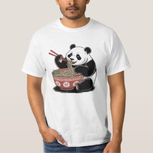 Panda Eating Ramen Japanse Retro Ukiyo-e Stijl T-shirt