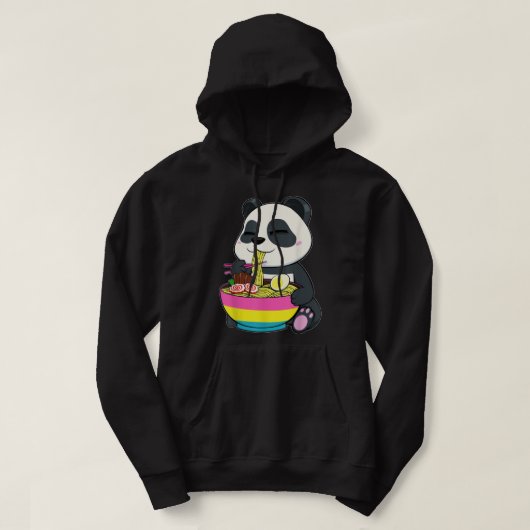 Panda Eating Ramen LGBT-Q Pansexual Pride Pan Flag Hoodie (Design voorkant)