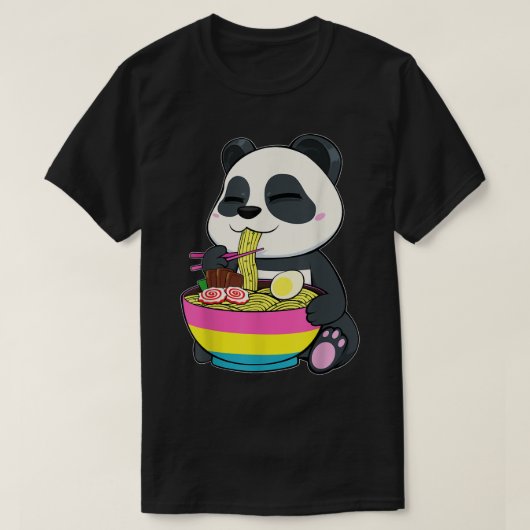 Panda Eating Ramen LGBT-Q Pansexual Pride Pan Flag T-shirt (Design voorkant)